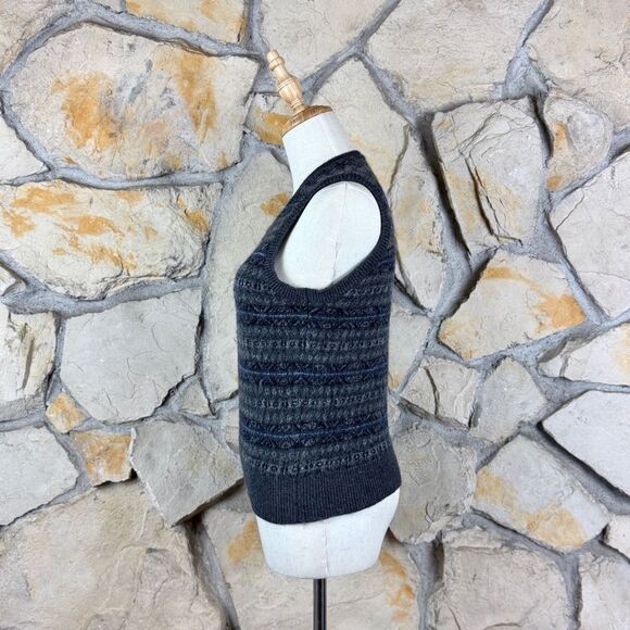 Ralph Lauren Blue Label c. 1990s Wool Fair Isle Sweater Vest Gunmetal Gray | M - Picture 3 of 5